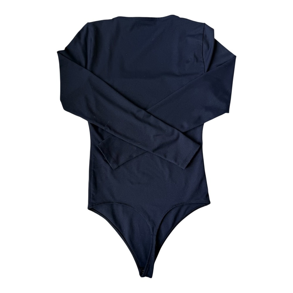 Abercrombie & Fitch Black Thong Bodysuit S Long Sleeve Stretch Minimalist Basic - Picture 3 of 4